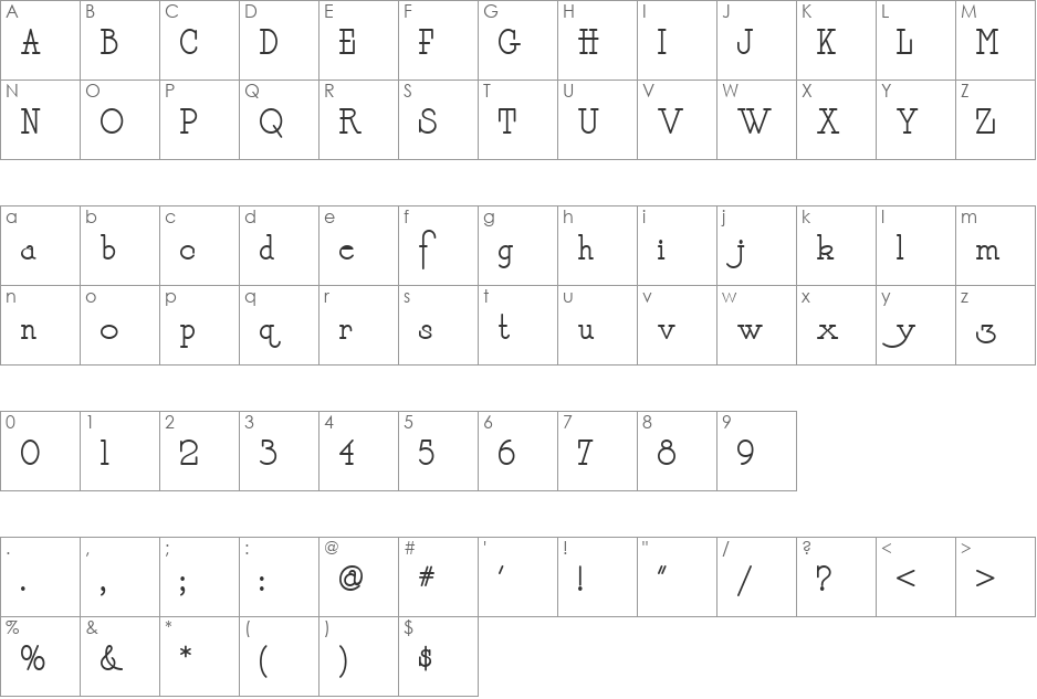 Daffadowndilly NF font character map preview