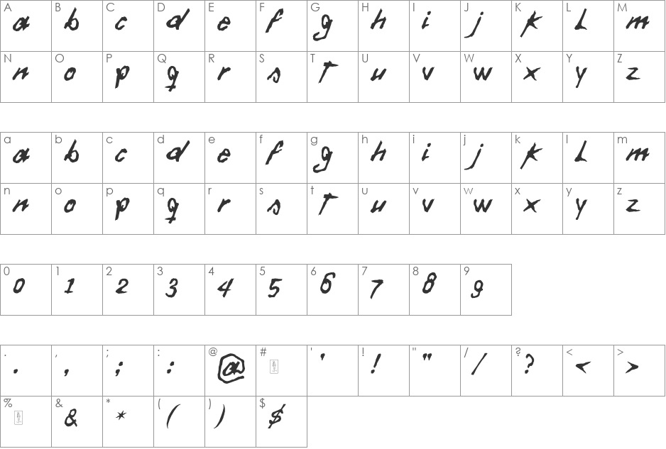 Daft Font font character map preview
