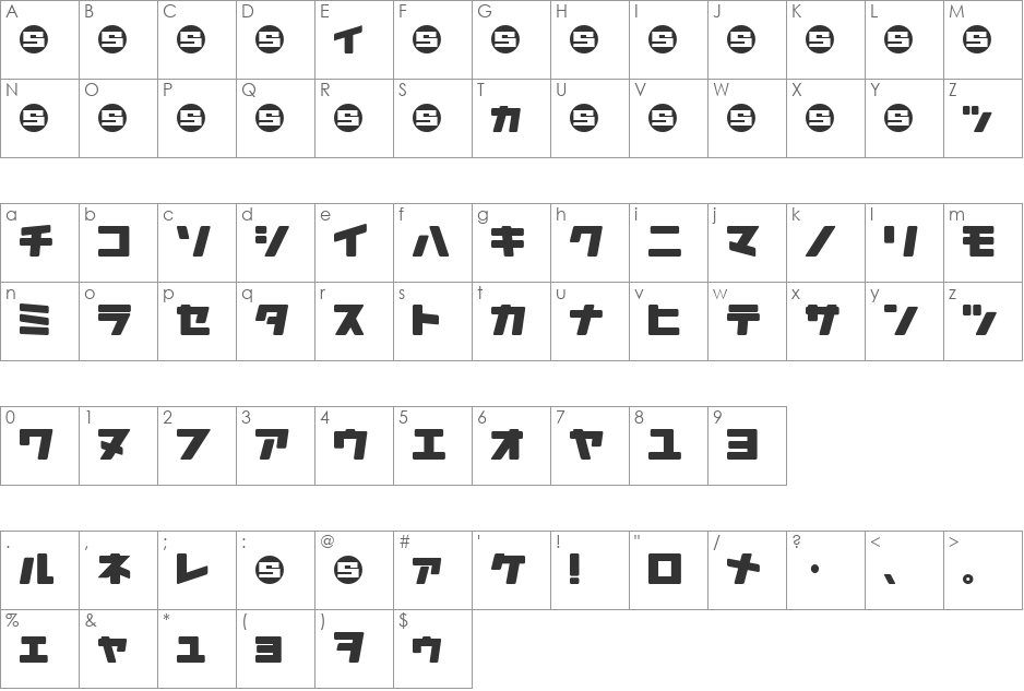 Daidoh Remix RoundJka font character map preview