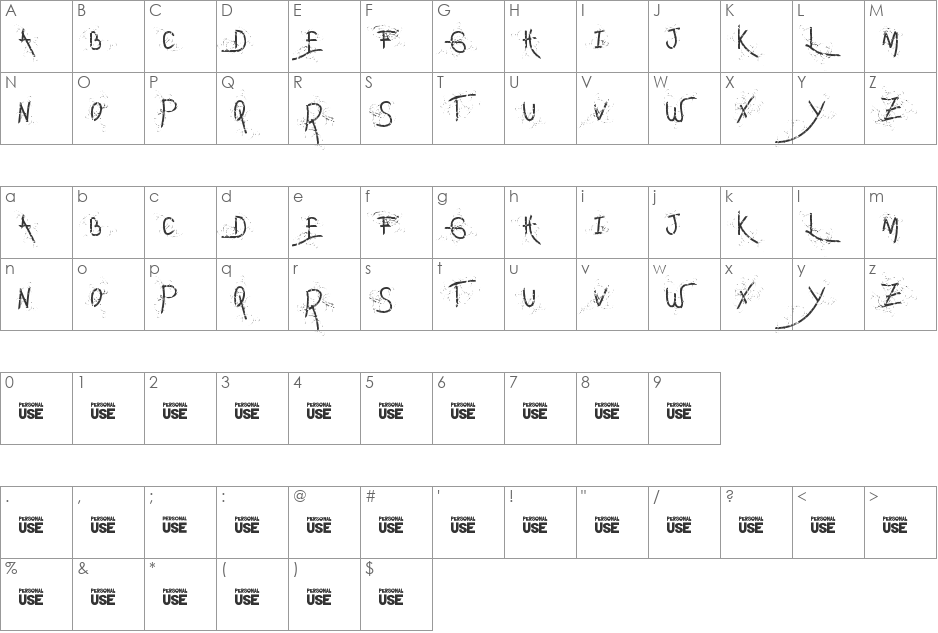 Daily memory font character map preview