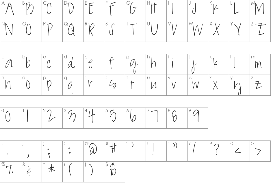 DAISY CHARMING font character map preview