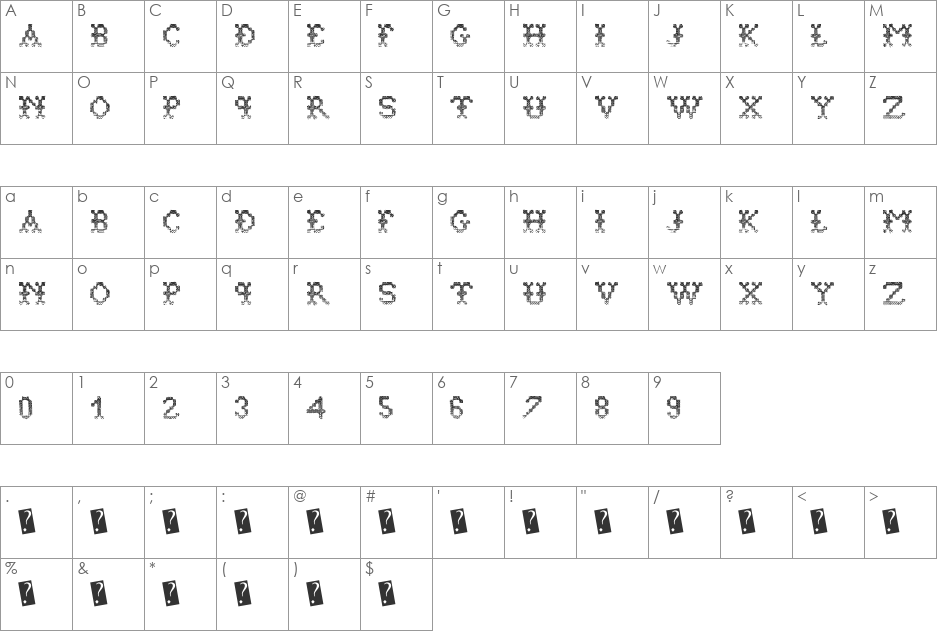 AlienSweater font character map preview
