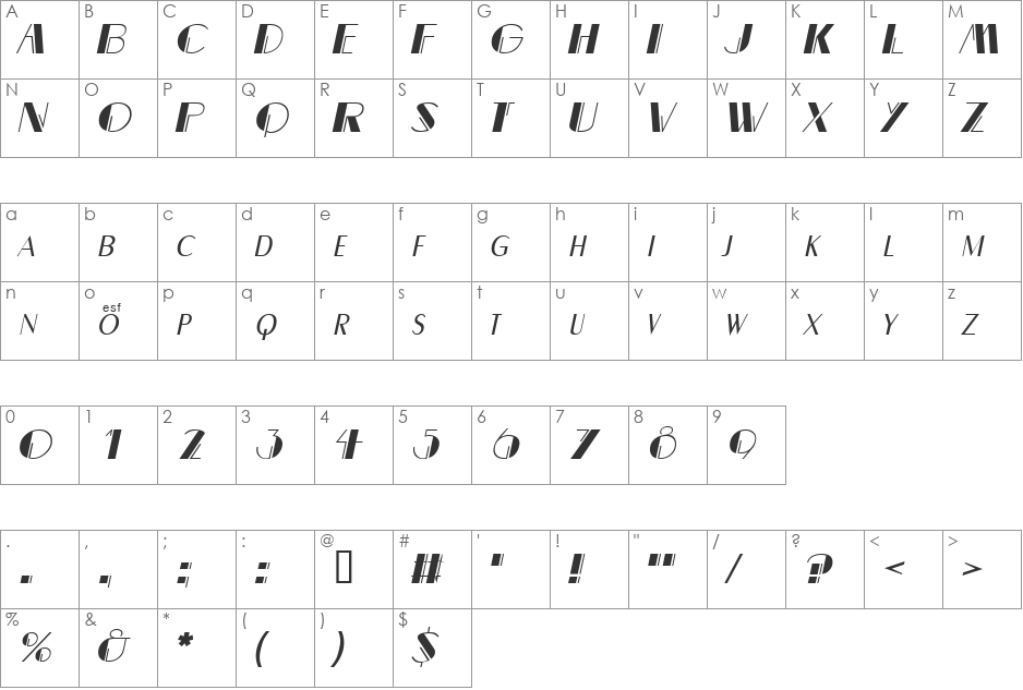 Dalith font character map preview