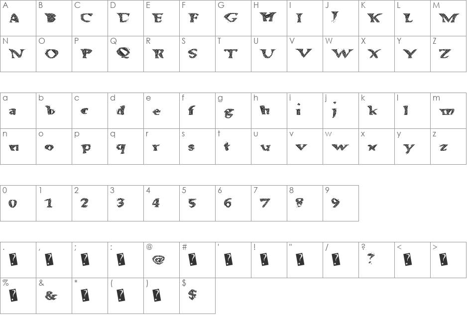 AlienWaffle font character map preview