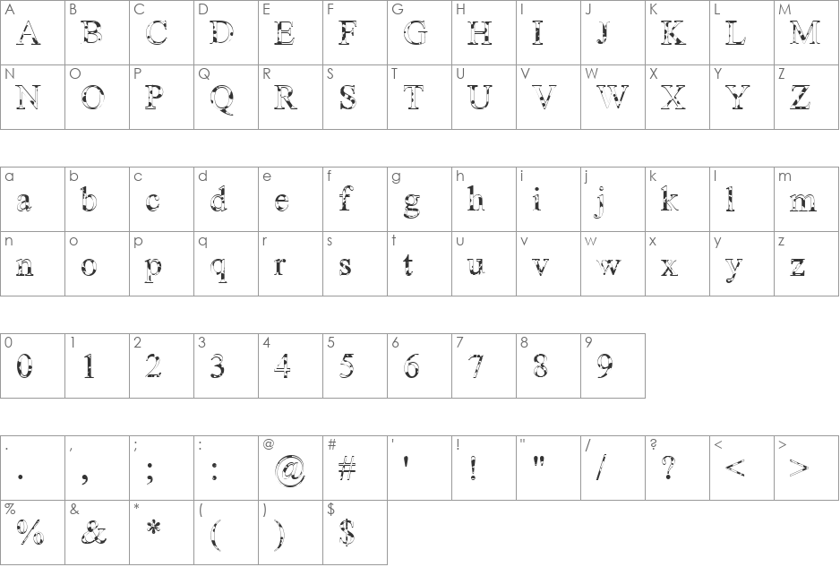 Dalmation By Zane font character map preview