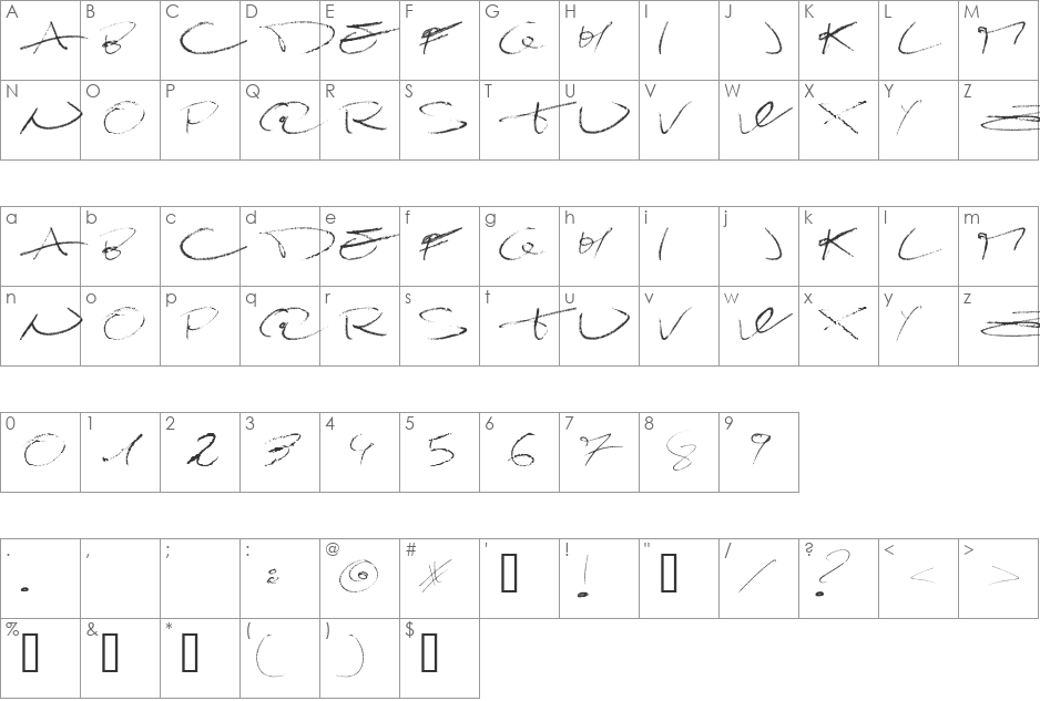 Damagrafik Script font character map preview