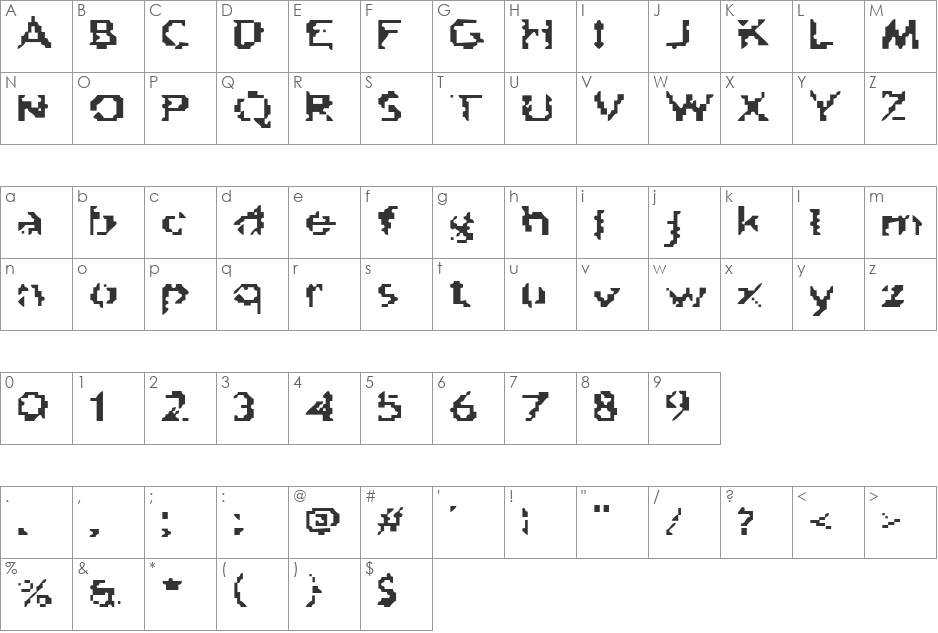 Damn the Man font character map preview