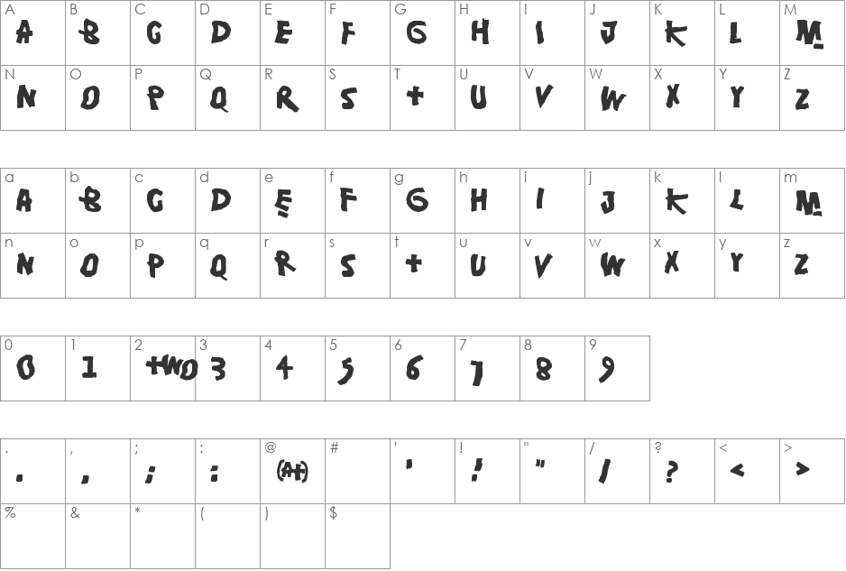 Damsterdam font character map preview