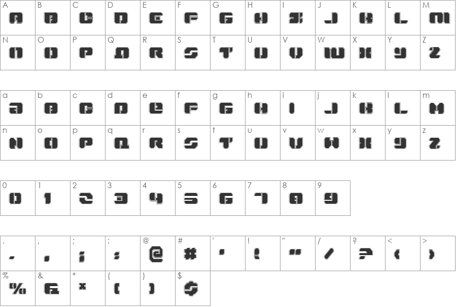 Dan Stargate Pro font character map preview