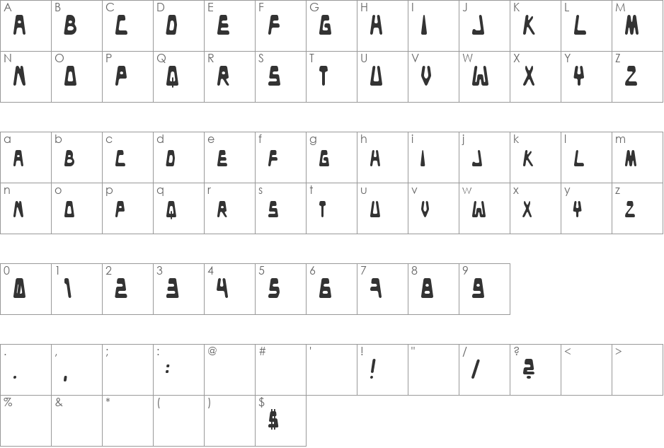 Danceclub font character map preview