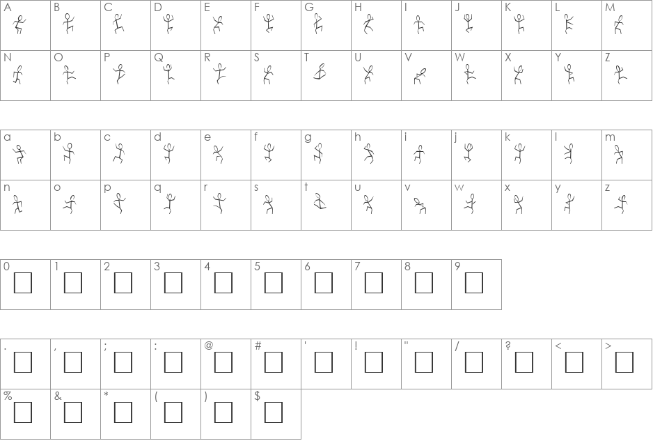 DANCEMAN font character map preview