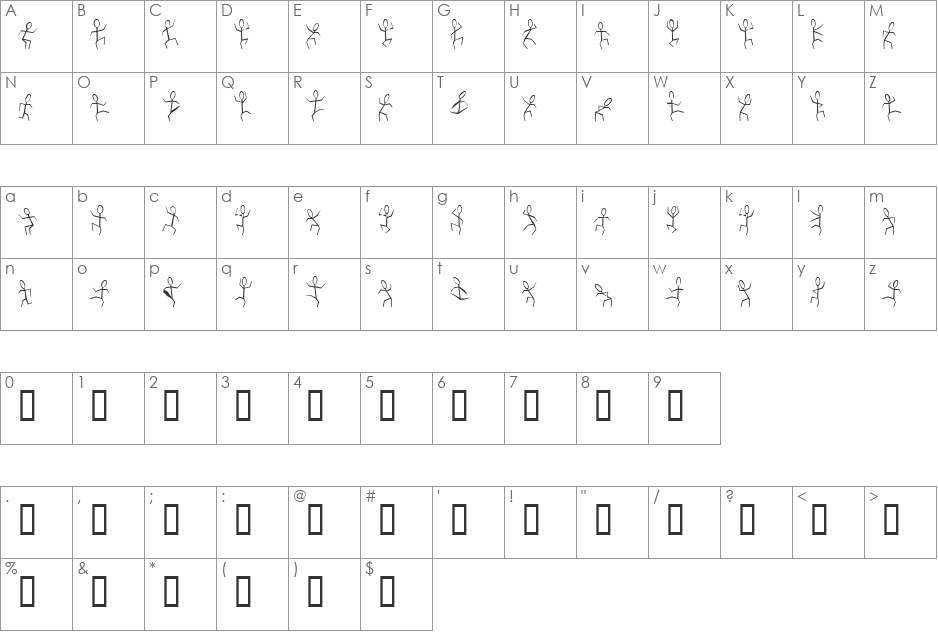 DanceMan font character map preview