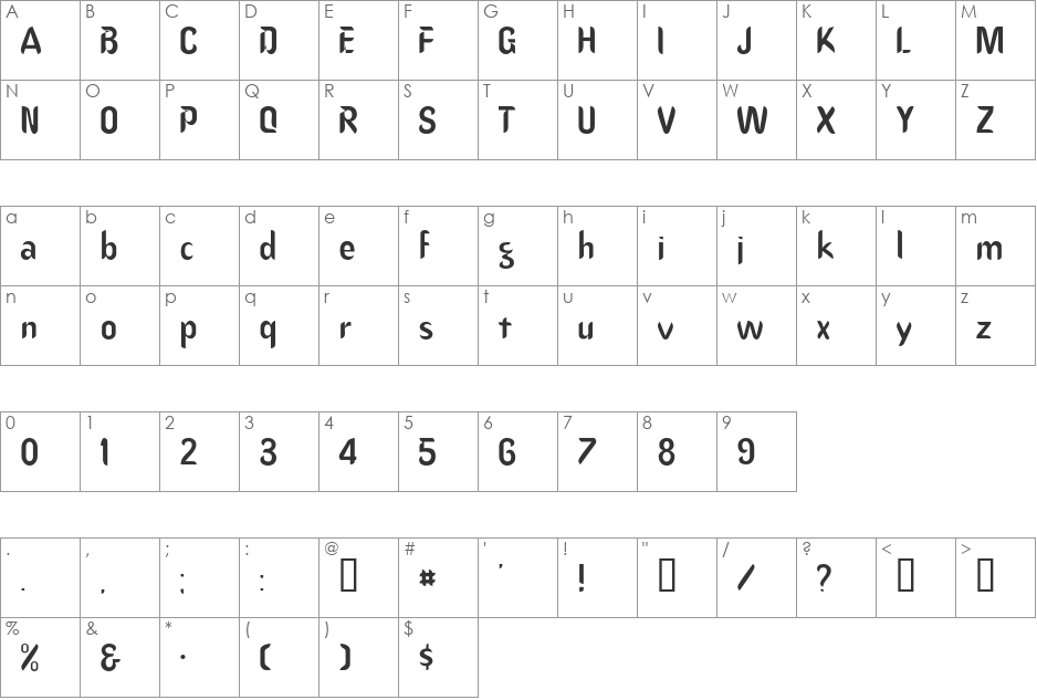 DanceSSK font character map preview