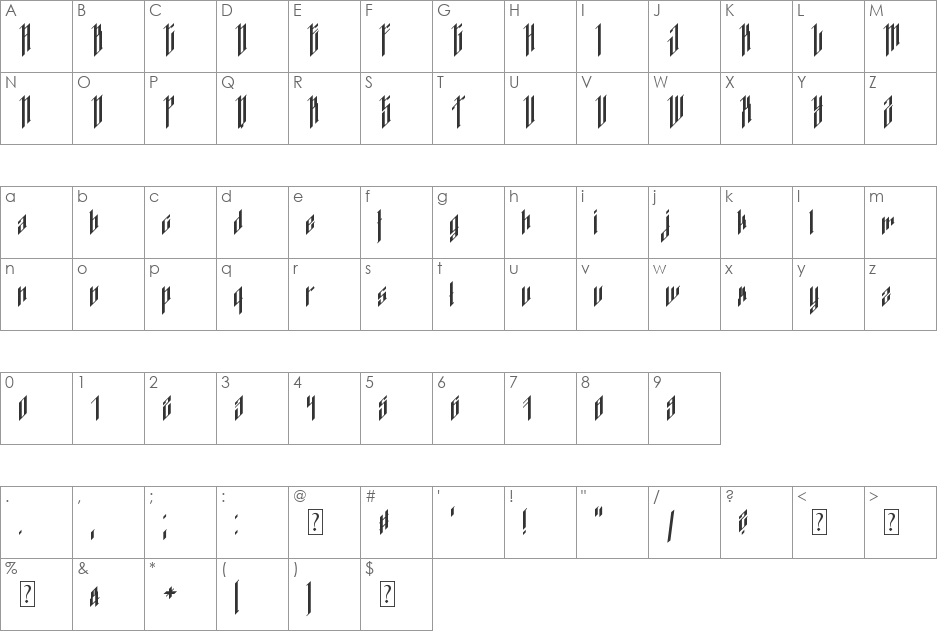 Dancing_DL1.0 font character map preview