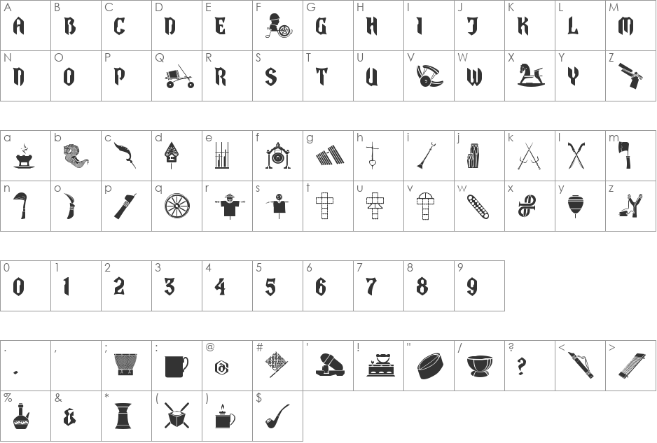 dangding font character map preview