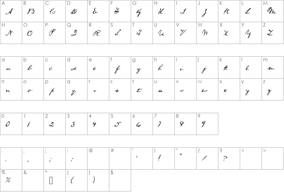 ALincolnFont font character map preview
