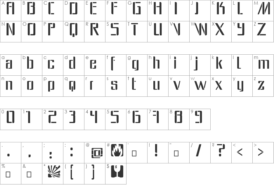 dangerfont font character map preview