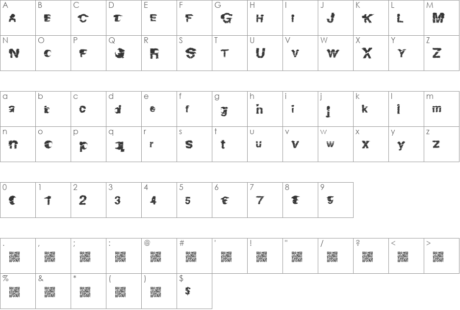 DangerZone font character map preview