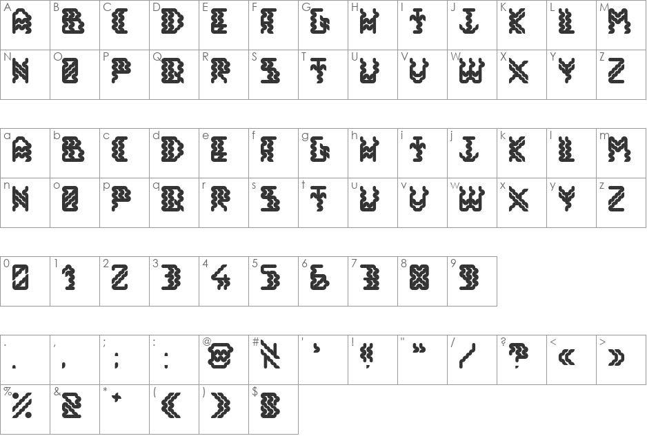 Alisios font character map preview