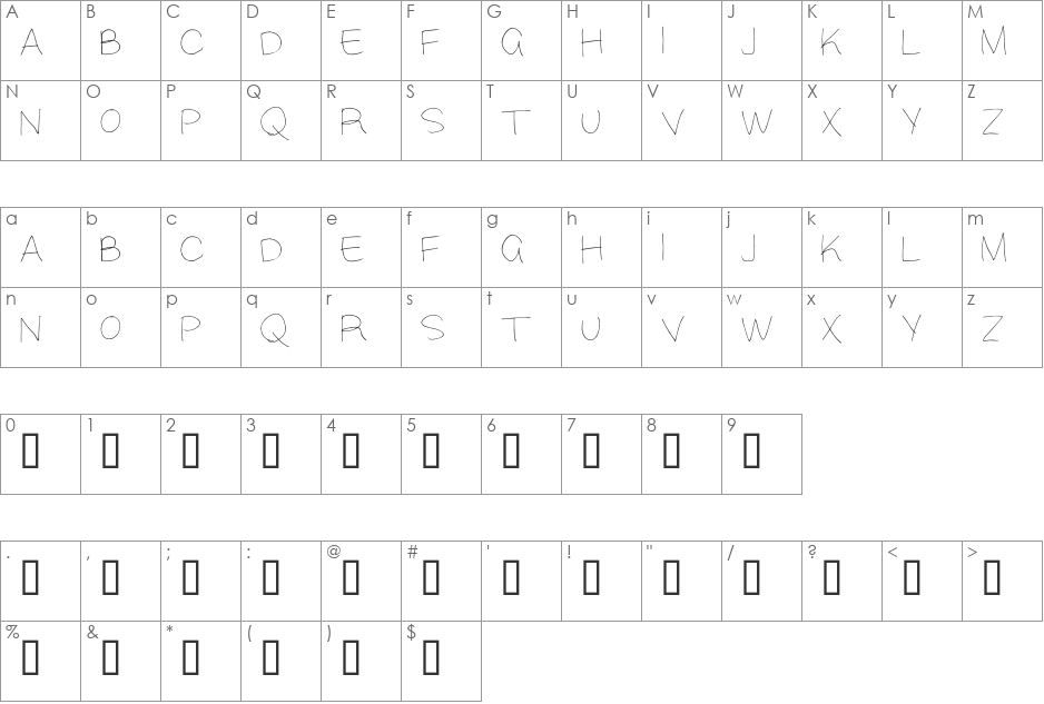 Alisky font character map preview