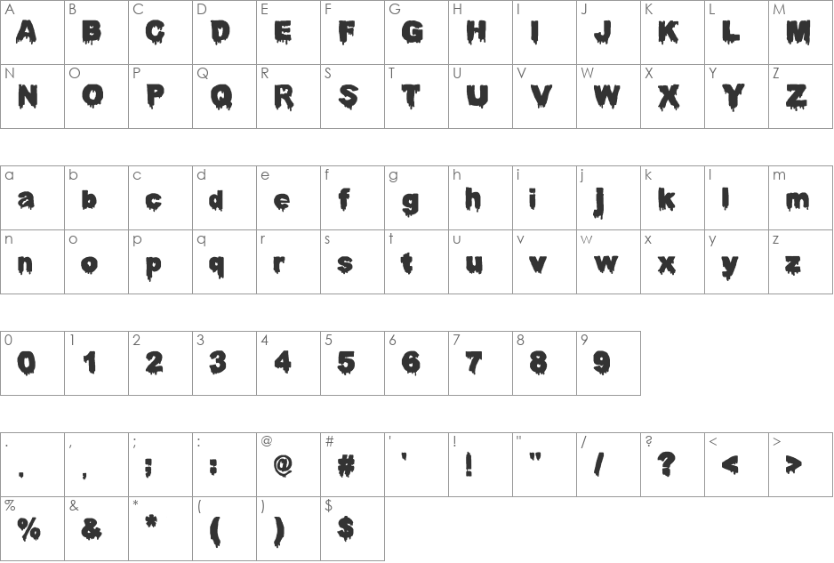 Darah Erc  font character map preview