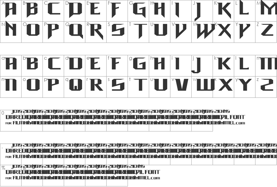 Daredevil font character map preview