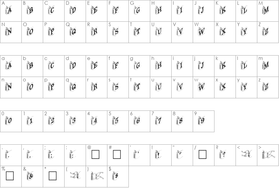 DaRib font character map preview