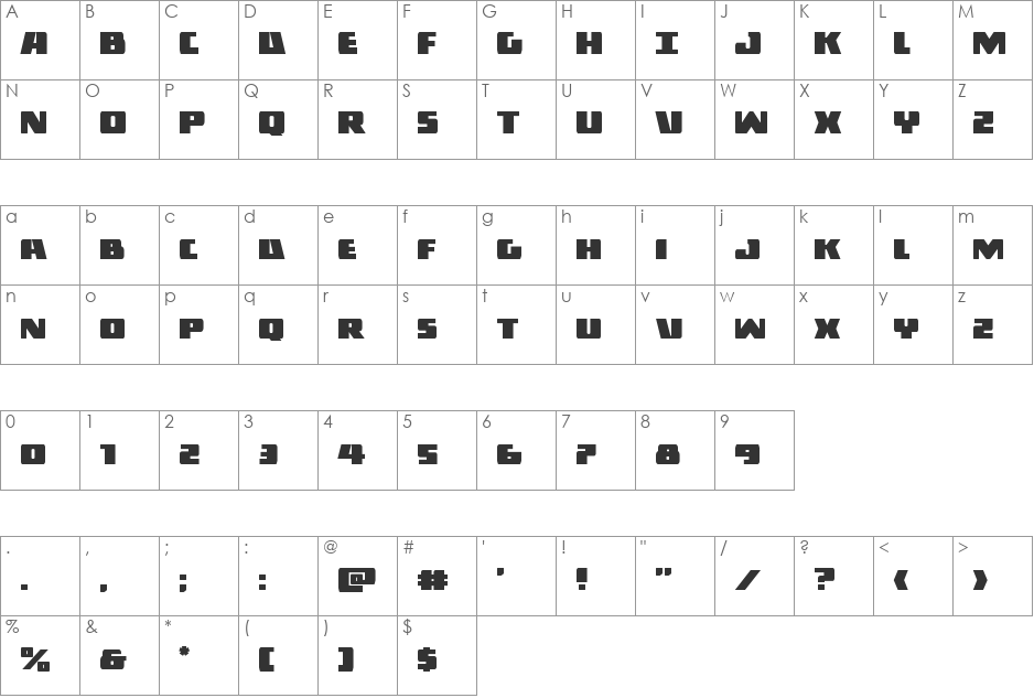 Dark Alliance font character map preview