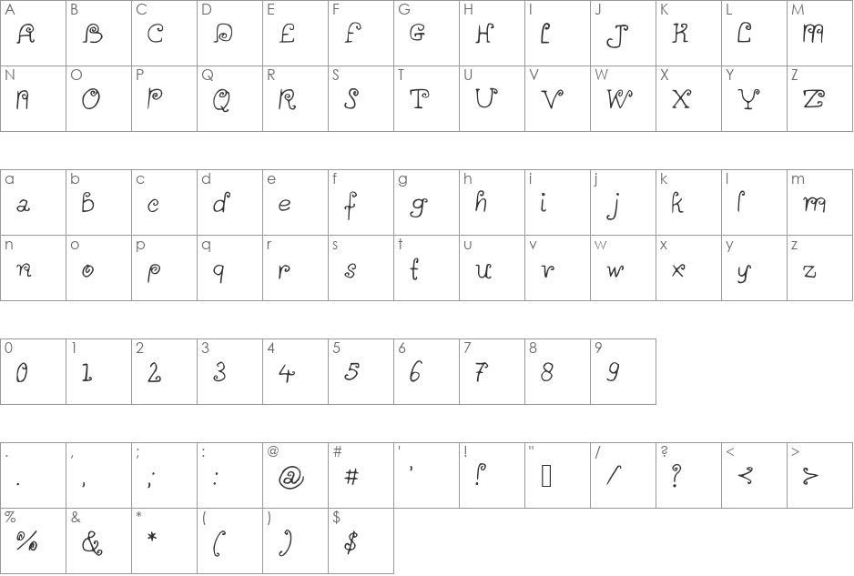 ALittleScribbleinMyBook font character map preview