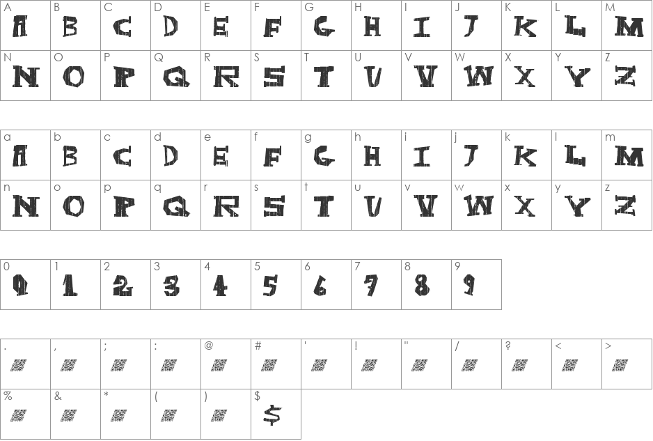 DarkBox font character map preview