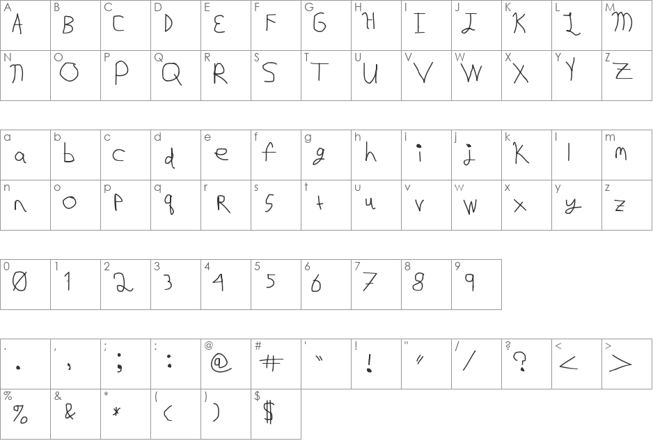 Darkest Font font character map preview