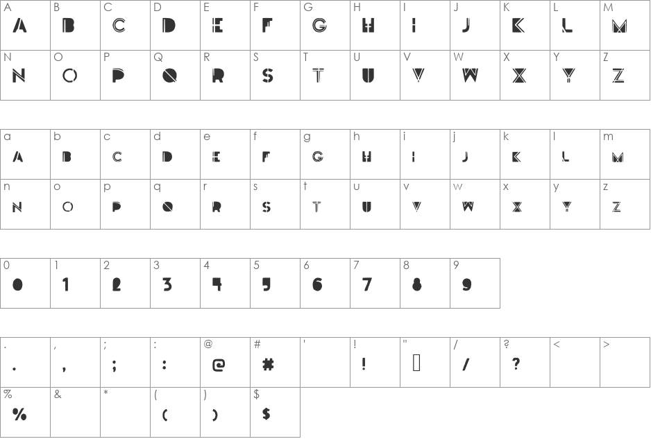 DarkFont font character map preview