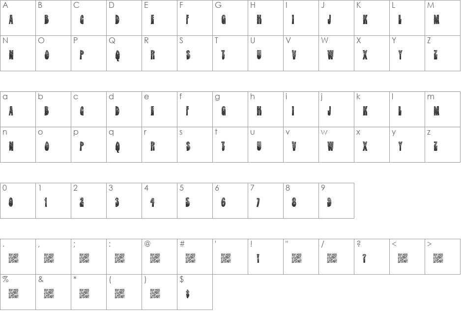 DarkStars font character map preview