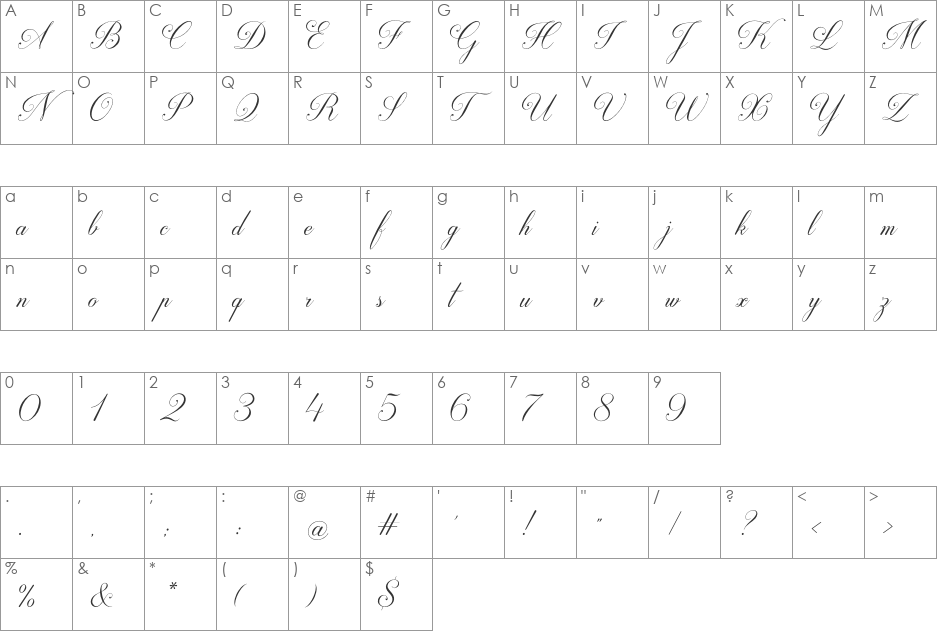 Darleston font character map preview