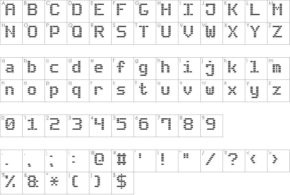 Dash Digital-7 font character map preview