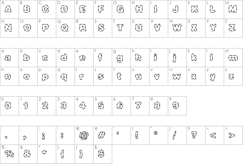 Dash Dot (BRK) font character map preview