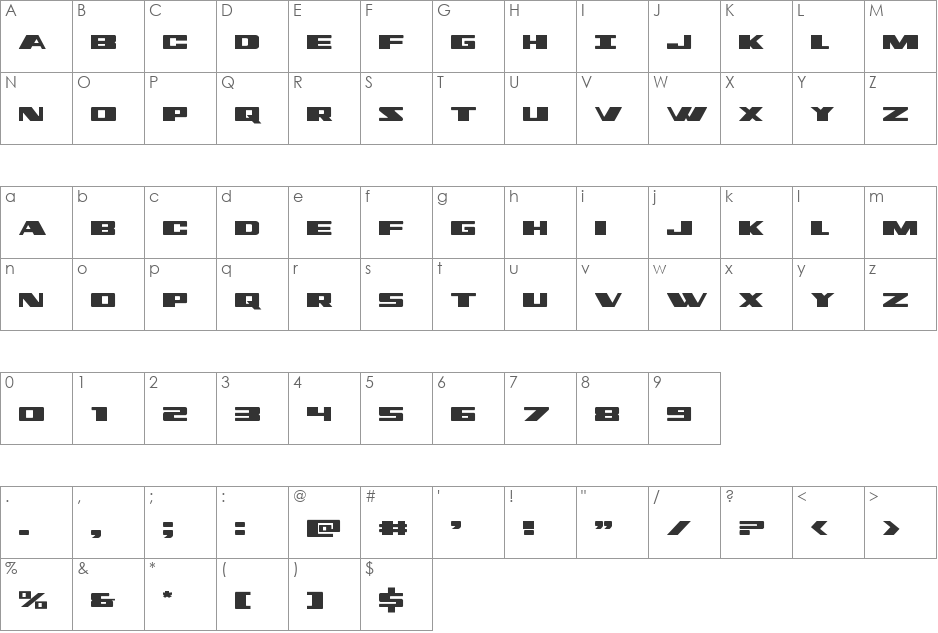 Dassault font character map preview