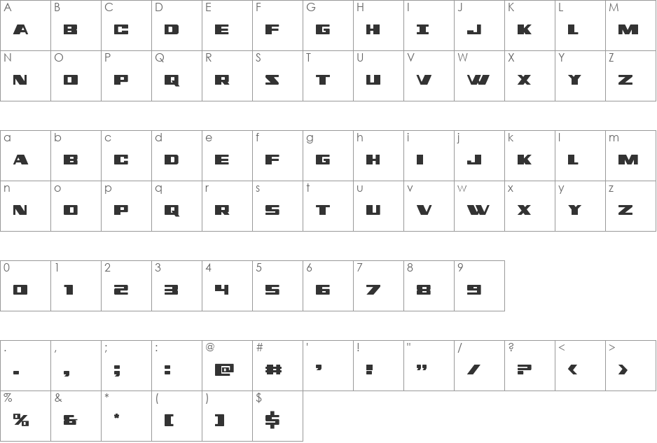 Dassault Condensed font character map preview