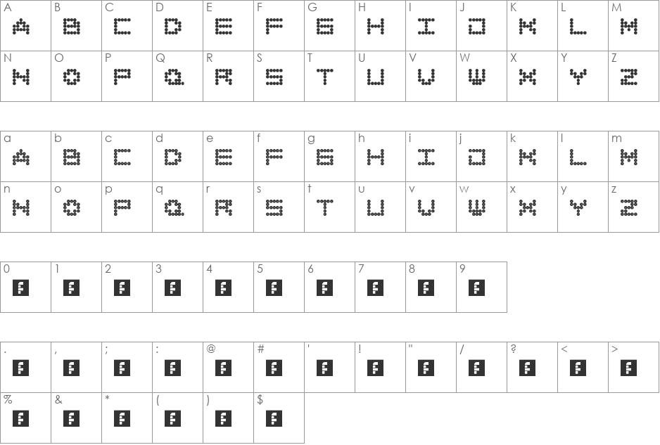 All Around font character map preview