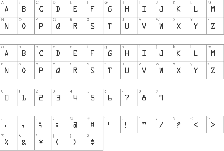 Data Control Unifon font character map preview