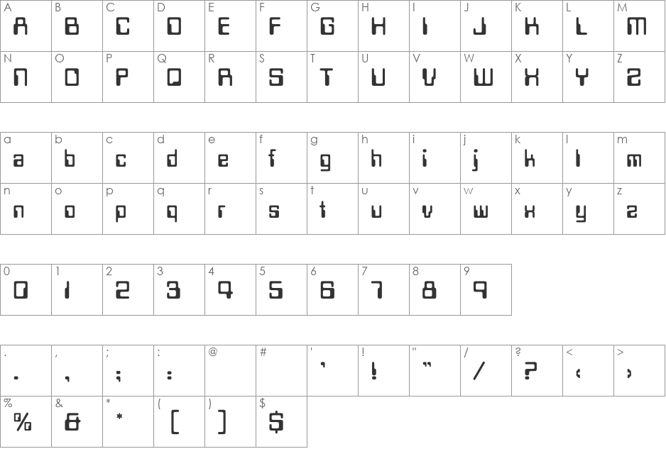 Data70Plain font character map preview