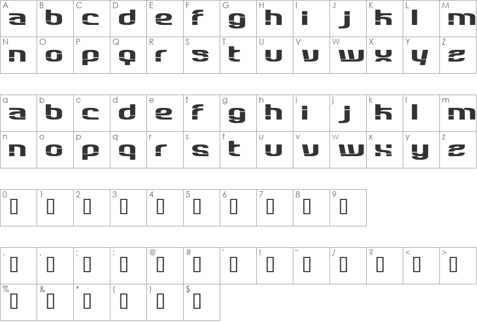 Datapad font character map preview