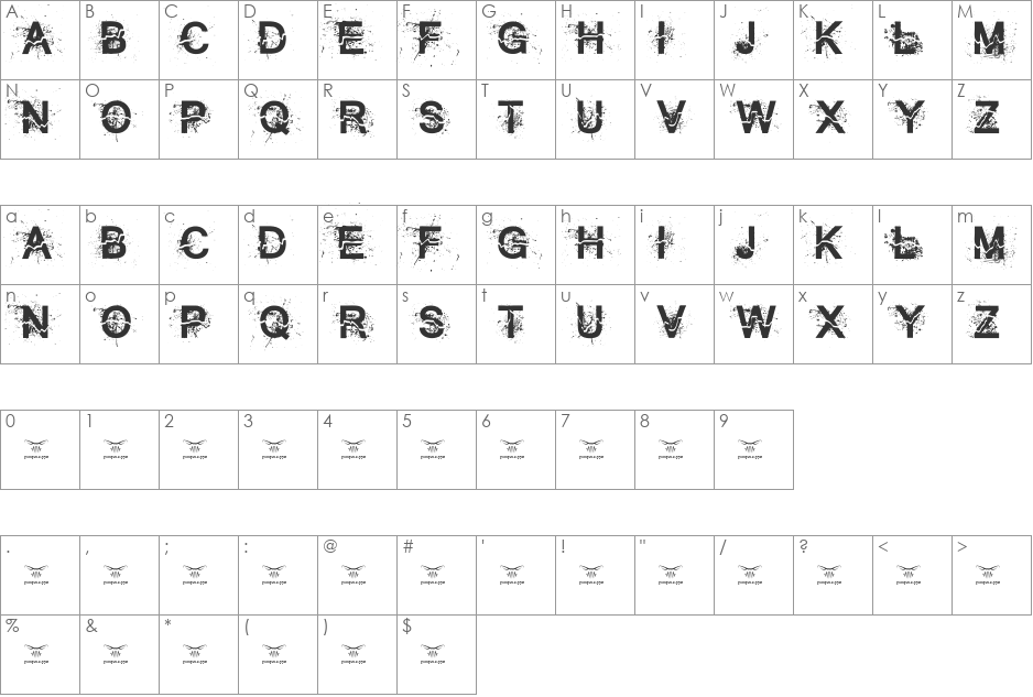 All Cracked Out font character map preview