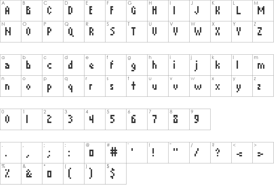 David Device font character map preview