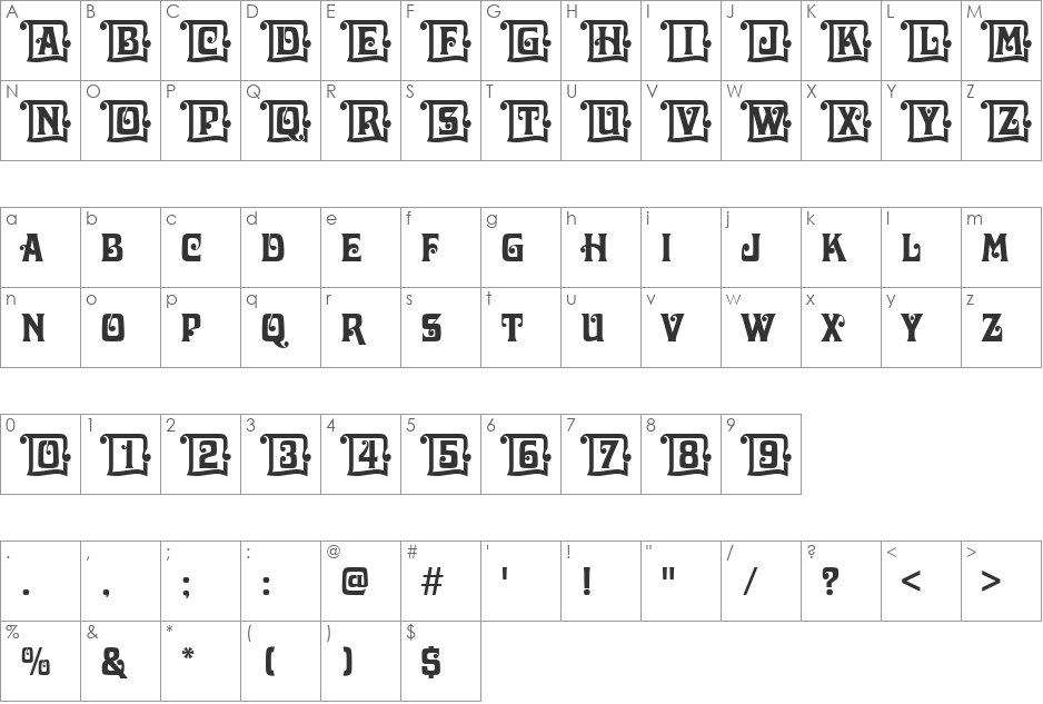 DavidaIniD font character map preview