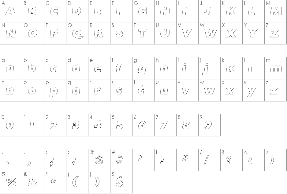DavidBeckerOutline-Heavy font character map preview