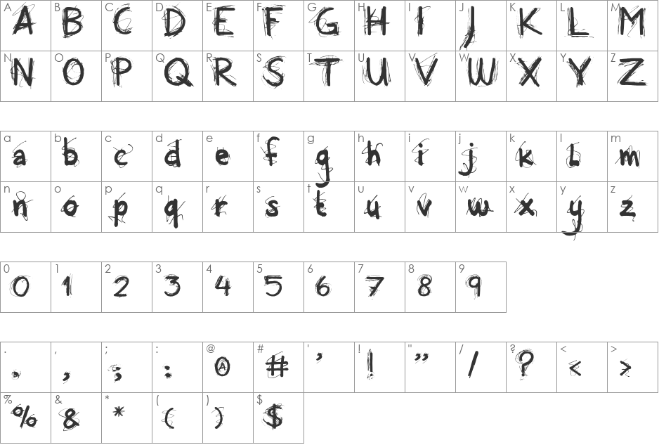 All Over Again font character map preview