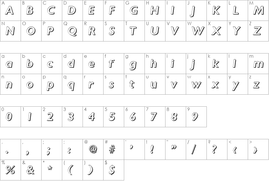 DavidBeckerShadow-Medium font character map preview