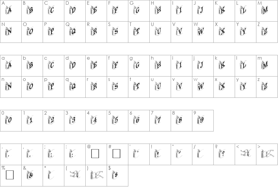 Davys font character map preview