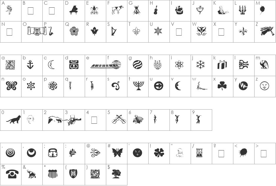 Davys Other Dingbats font character map preview